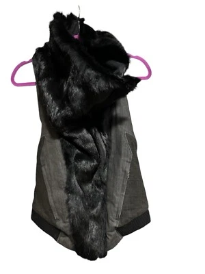 Chaleco Helmut Lang Piel de Conejo Denim Asimétrico Moto Talla P Negro Pequeño Diseñador Foto 1 de 4