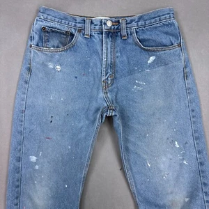 Levis Jeans Mens 32x30 Blue Denim Pants Faded Workwear 50 Painted Thrash Washout - Picture 1 of 19