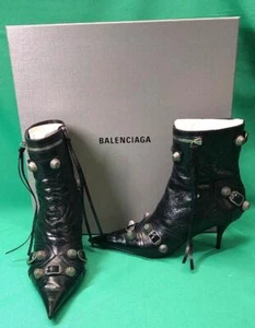 Vintage Balenciaga Black Arena Lambskin Leather Cagole Bootie Ankle Boots w/Box - Picture 1 of 21