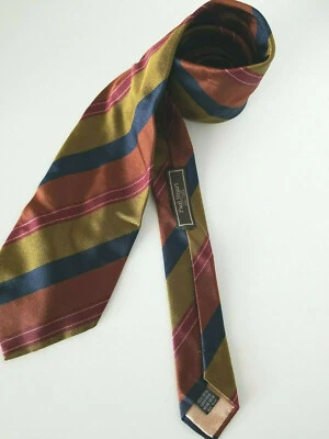 Corbata Paul Stuart Para Hombres Verde Oliva Azul Marino Naranja Óxido 4 Colores Rayas Anchas Foto 1 de 4