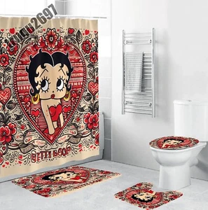 Betty Boop Flower Shower Curtain Set, Bathroom Set - Picture 1 of 5