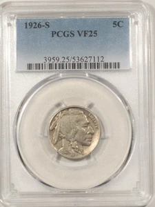 1926-S BUFFALO NICKEL - PCGS VF-25, TOUGH DATE! - Picture 1 of 3