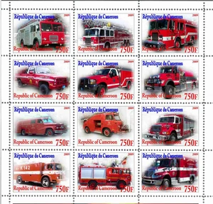 Hoja de sellos vehículos de bomberos República de Camerún edición 2009 - Imagen 1 de 1