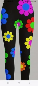 Ladies Colourful Bold Flower Print Stretch Leggings Size 18. Bold And Fabulous. - Picture 1 of 3