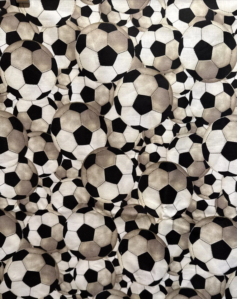 SMALL SOCCER BALL Print Fabric  46" x  49" Brother Sister Design Studio 38 x 45" - Image 1 of 4
