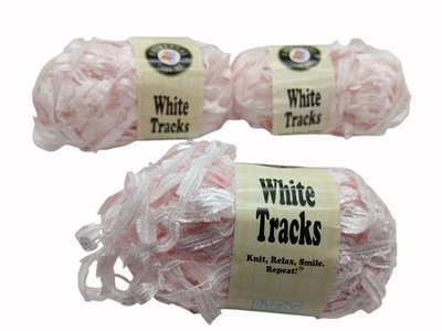 Universal Yarn Pink White Tracks Ribbon Yarn 104 Yds Rayon Blend Lot 3 Skeins - Image 1 of 4