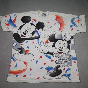 Camisa De Colección Disney Mickey Minnie Para Hombres XL Blanca Estampado Completo Jerry Leigh Años 90 - Imagen 1 de 13
