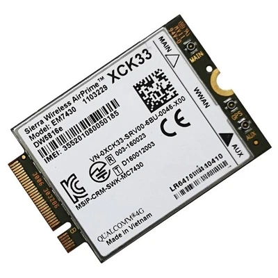  Sierra EM7430 3G 4G WWAN Card Module Dell DW5816e Snapdragon X7 LTE XCK33/PKWT8 - Image 1 of 4