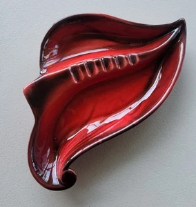 MCM California ART POTTERY Ash Tray Red Swirl Mid Century - Picture 1 of 8