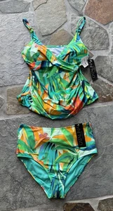 New Catalina 2-Pc Tankini Swimsuit Twist Front High waist Bottom Sz M - Picture 1 of 15