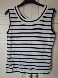 Gerry Weber Edition Black/White Striped Sleeveless Smart Summer Top Size 14 - Picture 1 of 10