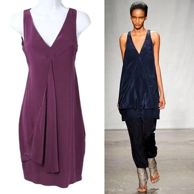 RICHARD CHAI LOVE Purple Draped Silk Runway Empire Waist Dress Women's Size 0 - Image 1 of 4