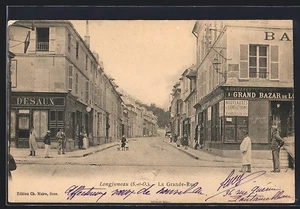 AK Longjumeau, Die belebte Grande-Rue mit Passanten und Geschäften  - Bild 1 von 2