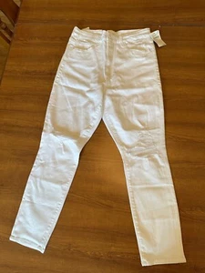 GOOD AMERICAN GOOD WAIST CROP NWT Womens 12/31 White High Rise Distressed Jeans - Picture 1 of 9