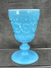 VINTAGE TURQUOISE BLUE OPALINE MILK GLASS CHALICE / GOBLET