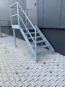 Stahl Rettungstreppe Fluchttreppe 1.36 m Industrie Geländer Werkstatt Treppe - Bild 1 von 6