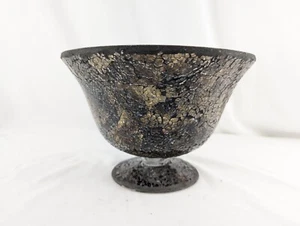 Fußschale Glas Mosaik Sockel 9" x 6" schwarz gold Kupfer dekorativ - Bild 1 von 18