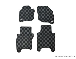 P2M FRONT & REAR Checkered Carpet Floor Mats for Honda Fit GD 01-08 1st Gen New - Picture 1 of 5