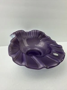 Fenton Museum Collection 2003 Purple Ruffled Folded Edge Bowl Original Label - Picture 1 of 11