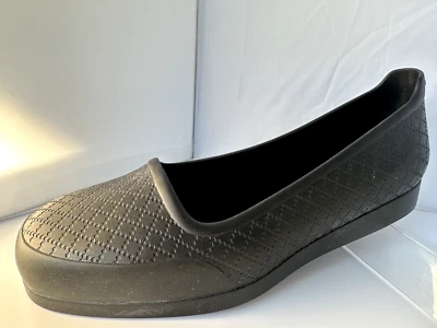 New Gucci Men's Rubber Shoes Diamante Size 9 Black Rain Loafers - Image 1 of 4