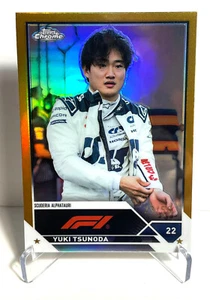 2023 Topps F1 Chrome Gold Refractor Yuki Tsunoda Limited and numbererd to 50 - Picture 1 of 2