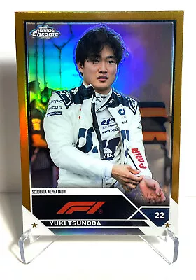 2023 Topps F1 Chrome Gold Refractor Yuki Tsunoda Limited and numbererd to 50 - Image 1 of 2