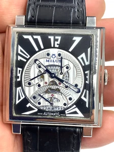 Milus Watch Herios TriRetrograde Steel Black 42mm Complication working - Picture 1 of 8