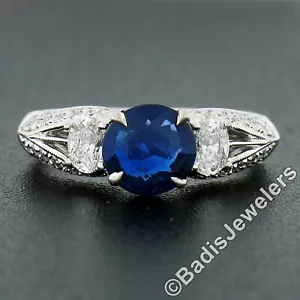 Simon G. 18k Gold GIA Burma NO HEAT Round Sapphire w/ Diamond Engagement Ring - Picture 1 of 10
