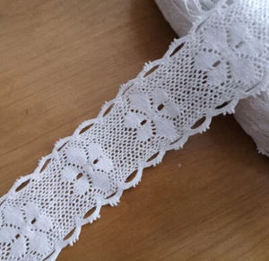 6-8 Yards 1.25"- 2.5" W Cotton Blend Crochet Flower Trims Lace White,Ivory zhm35 - Picture 1 of 10