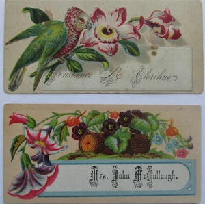 Two Miniature Personalized Name Announcement cards Labels circa 1915 Ephemera - Bild 1 von 5
