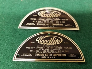 Woodlite Headlight Data Plates Brass acid etched Patent & data plate - Picture 1 of 2