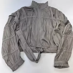 Chaqueta Blusa Chaqueta Current Air Anthropology Para Mujer Talla XS Gris Corta Manga Larga Satén - Imagen 1 de 16