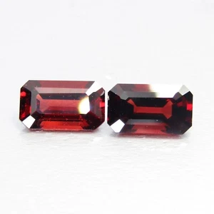 3.21Cts Natural Red Garnet 8.5x5x3.5mm Emerald cut Matching Pair Gemstones - Picture 1 of 7