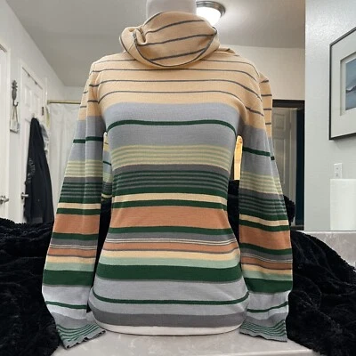 Vintage 70’s M Foxmoor Stripes Turtleneck Acrylic Pastel Multicolor Long Sleeve - Image 1 of 4