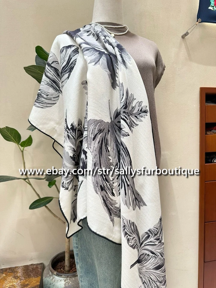 Sallys Cashmere & Silk Wrap Scarf Tulips Print 2 Face Triangle Shawl 190*90cm - Image 1 of 4