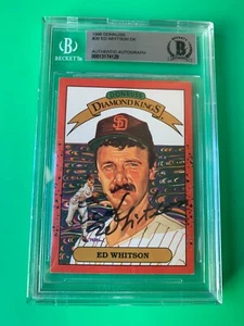 Tarjeta Ed Whitson Padres 1990 Donruss DK Diamond Kings firmada automática Beckett BAS - Imagen 1 de 2