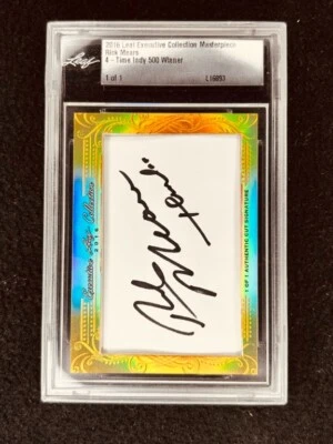 Rick Mears 2016 Leaf Masterpiece Cut Signature signed autographed card 1/1 JSA - Image 1 of 2