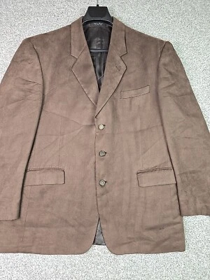 Andrew Fezza Jacket Mens 44R Brown Suede Suit Jacket Business Casual City Preppy - Image 1 of 4
