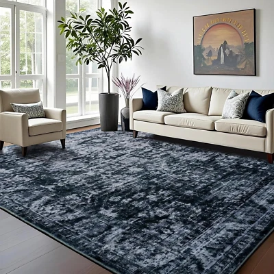 8x10 Washable Vintage Area Rug Non Slip Soft Low Pile Carpet for Living Room - Image 1 of 4
