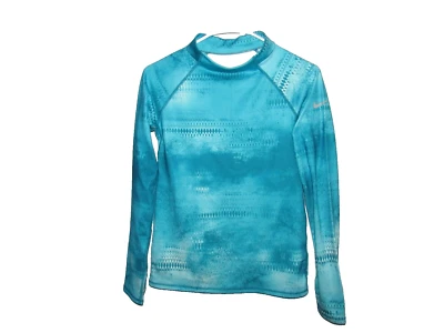 NWOT New NIKE Girl's Sz XL Dri Fit Fitted Running Shirt Teal Blue Thumb Holes - Image 1 of 4
