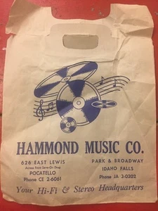 Vintage Papiertüte - Hammond Music Company - Idaho Falls Pocatello Ephemera - 1950er? - Bild 1 von 5