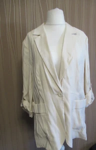 90/1  TAIFUN Damen Jacke Blazer Gr.44 creme Taschen ungefüttert Ärmel krempelbar - Bild 1 von 7