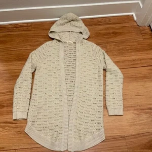Sleeping on Snow women beige sweater with hood cardigan size Medium - Picture 1 of 5