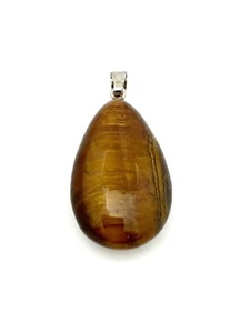 Natural Tiger's Eye Teardrop Pendant w/Bail - Picture 1 of 1