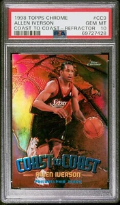 Topps Chrome Coast to Coast 1998 #CC9 Allen Iverson refractor PSA 10 Low Pop - Imagen 1 de 2