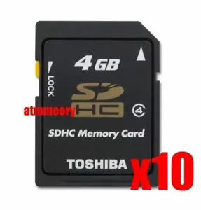 10x Toshiba 4GB SD SDHC Class 4 Memory Card Bulk Package Lot of 10pcs - Picture 1 of 1