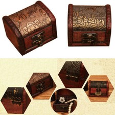 Wood Handmade Lock Box Storage Organizer Jewelry Bracelet Pearl Case Boxes