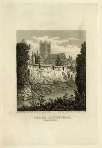 Antique Print-Architecture-View of Wells cathedral in Somersetshire-Storer-1823 - Picture 1 of 4