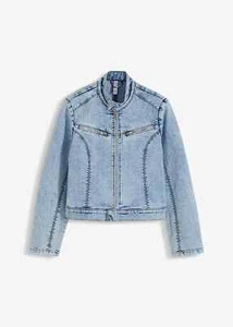 Neu Trendy Jeansjacke im Biker-Look Gr. 46 Hellblau Denim Damen Jeans-Jacke - Bild 1 von 1