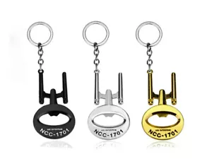 STAR TREK USS Enterprise NCC-1701 Key Ring Bottle Opener - BLACK / GOLD / SILVER - Picture 1 of 4